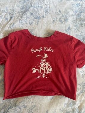 Brandy Melville Red 'Rough Rider' Graphic Tee